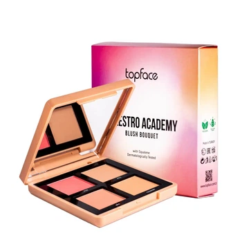 Палетка рум'ян для обличчя 4-кольори Maestro Academy TopFace PT355 №002 Фієста Рожевий+Нюд+Персик+Засмага, 8 г