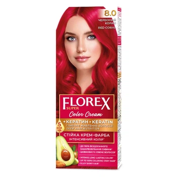 Стійка крем-фарба для волосся Florex Super 8.0 Червоний корал