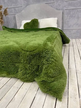 Ковдра всесезонна Grass Ведмідь плюшеве хутро з коротким ворсом 200x230 см зелений (tra17)