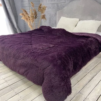 Ковдра всесезонна Grass Ведмідь плюшеве хутро з коротким ворсом 200x230 см фіолетовий (tra75)
