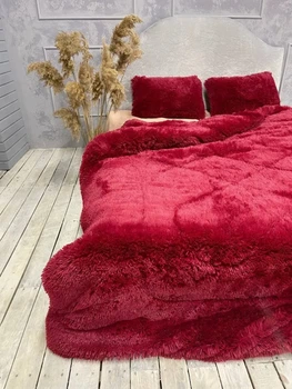 Одеяло всесезонное Grass Медведь плюшевый мех с коротким ворсом 200x230 см бордовый (tra45)