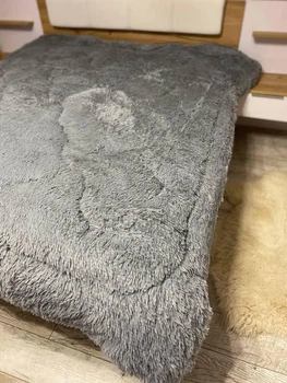 Одеяло всесезонное Grass Медведь плюшевый мех с коротким ворсом 200x230 см серый (tra36)