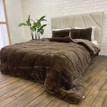 Одеяло всесезонное Grass Медведь плюшевый мех с коротким ворсом 200x230 см коричневый (tra97)