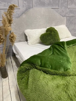 Одеяло всесезонное Grass Медведь плюшевый мех с коротким ворсом 200x230 см зеленый (tra74)