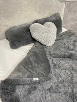 Ковдра всесезонна Grass Ведмідь плюшеве хутро з коротким ворсом 200x230 см сірий (tra86)