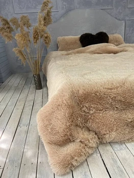 Одеяло всесезонное Grass Медведь плюшевый мех с коротким ворсом 200x230 см бежевый (tra116)