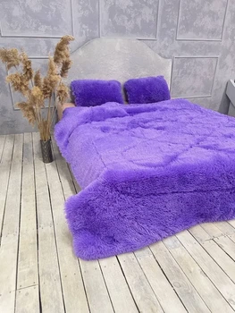 Одеяло всесезонное Grass Медведь плюшевый мех с коротким ворсом 200x230 см фиолетовый (tra93)