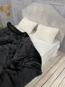 Ковдра всесезонна Grass Ведмідь плюшеве хутро з коротким ворсом 200x230 см сірий (tra77)