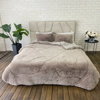 Ковдра всесезонна Grass Ведмідь плюшеве хутро з коротким ворсом 200x230 см бежевий (tra21)