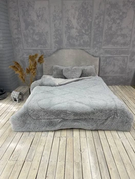 Одеяло всесезонное Grass Медведь плюшевый мех с коротким ворсом 200x230 см серый (tra89)