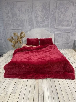 Ковдра всесезонна Grass Ведмідь плюшеве хутро з коротким ворсом 200x230 см червоний (tra67)