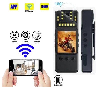 Нагрудная HD боди-камера JOZUZE S6 WiFi p2p поворотная камера акумулятор 1400мАч клипса
