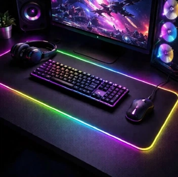 Игровой коврик для мыши и клавиатуры с подсветкой большой RGB 30×70 см