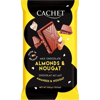 Молочний шоколад Cachet з мигдалем та нугою 300 г (5412956217039)