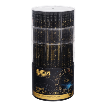 Олівець графітовий BUROMAX 8529 HB з гумкою, BLACK ZODIAC (100) /BM.8529/