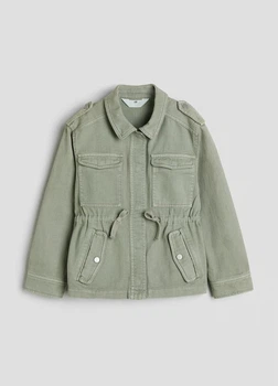 Подростковая джинсовая куртка для девочки H&M 271208981 158 см Светло-зеленый хаки (2727000101596)