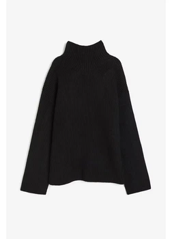 Светр в'язаний зимовий теплий оверсайз жіночий H&M 271179932_black M Чорний (2727000095611)