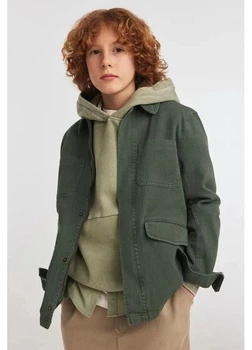 Подростковая джинсовая куртка для мальчика H&M 271223548 140 см Хаки (2727000136611)