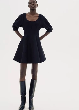 Платье короткое осеннее женское H&M 271271263 XXS Черное (2727000105303)