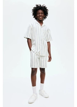 Подростковые шорты на резинке для мальчика H&M 271286379 146 см Белый/Синий (2727000143022)