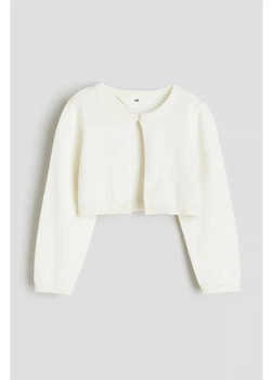 Детское вязаное болеро на пуговице для девочки H&M 271154401 92 см Кремовое (2727000116781)