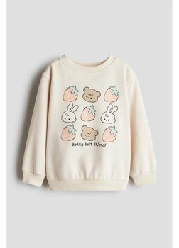 Дитячий теплий світшот на флісі для дівчинки H&M 271241902_beige 134 см Кремовий (2727000124267)