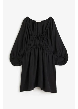 Платье короткое летнее женское H&M 271178300 L Черное (2727000129231)