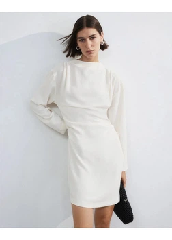 Сукня коротка осіння жіноча H&M 271198523 L Кремова (2727000128265)