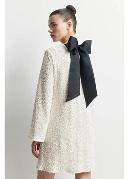 Платье для беременных короткое осеннее женское H&M 271242520 S Кремовое (2727000119102)