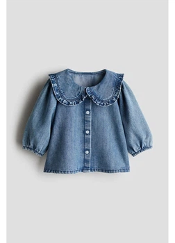 Деткая джинсовая рубашка для девочки H&M 271235865 68 см Голубая (2727000135386)