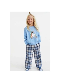 Детские штаны-палаццо для девочки H&M 271103990 128 см Синий/Белый (2727000141189)