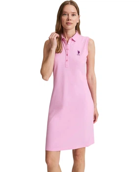 Сукня тонка з коміром поло U.S. Polo Assn. PU-9493PINK XL рожеве (8684841146329)