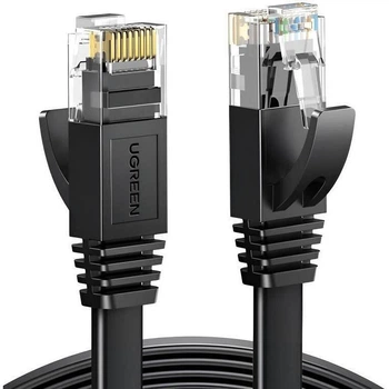 Патч корд Ugreen мережевий кабель 1000 Мбіт\с Ethernet RJ45 Cat 6 плоский 10М Black (NW102)