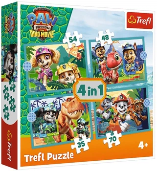 Пазли Trefl 4 в 1 (35,48,54,70) ел. - Цуценячий патруль. Історії з острова динозаврів / PAW Patrol The Dino Movie / 207 елементів (34687)