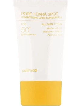 Освітлюючий сонцезахисний крем для обличчя CELIMAX Pore+Dark Spot Brightening Care Sunscreen SPF50+ PA++++ 50 мл для захисту