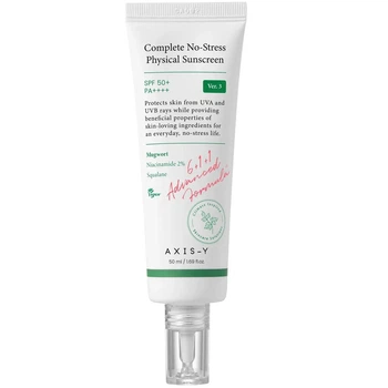 Сонцезахисний крем для обличчя AXIS-Y Complete No-Stress Physical Sunscreen SPF50+ PA++++ 50 мл для захисту та заспокоєння шкіри