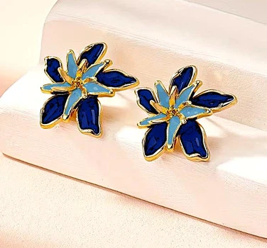 Жіночі сережки "Квіти" 2.5 см jewelry Сині
