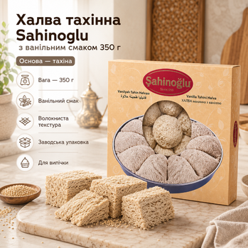 Халва тахинная Sahinoglu с ванильным вкусом 350 г кунжутный десерт на основе тахины