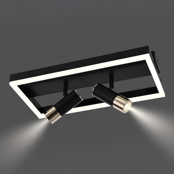LED люстра 52W стельова INTEREES з поворотними спотами з металу 3000-6500 К з пультом чорна/золото IP20 IS K38624-3 BK+FGD