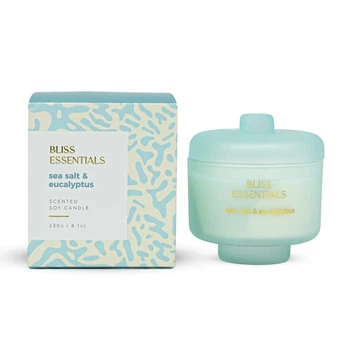 Свеча в стеклянном подсвечнике Kaktus Bliss Essentials Sea salt & eucaliptus 230гр