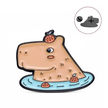 Значок (пін) BROCHE брошка біжутерія Тварини Капібара в коричневий коричневий BRGV114583