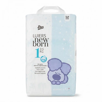 Экологичные подгузники Etos new born 1-го размера (2–5 кг), BOX 156 штуки
