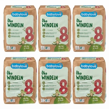 Экологически чистые подгузники 8-го размера Babylove Öko Windeln 18+ кг. BOX 126 шт