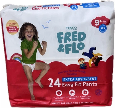Подгузники-трусики размера 9+ Fred&Flo (Tesco) Extra Absorbent 19+ кг. 24 штуки