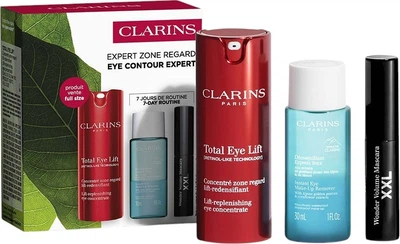 Набір для догляду за обличчям Clarins Total Eye Lift Крем для шкіри навколо очей 15 мл + Туш для вій 3 мл + Засіб для зняття макіяжу 30 мл (3666057413445)