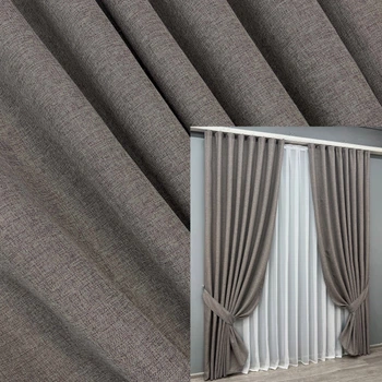 Комплект готовых штор VR-Textil Лен Мешковина № 1769ш Серый 100х270см 2 шт (31-927)