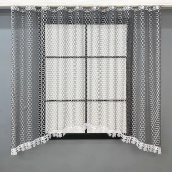 Кухонная арка VR-Textil № 000к сетка с макраме серый с белым 270х155 см (51-273)