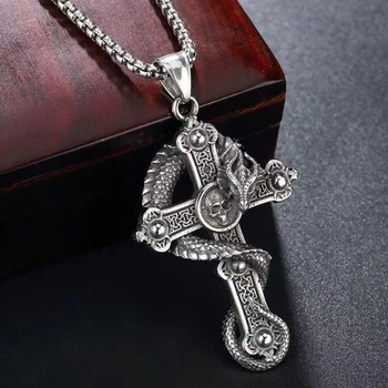Кулон Хрест зі змією Dragon Cross + ланцюжок із неіржавкої сталі