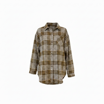 Сорочка жіноча фланель коричнево-молочна клітинка, L;XL