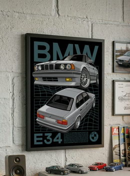 Постер в рамці BMW E34 M Sport – Silver Legacy Edition 30х40см